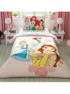 Постельное белье с простыней на резинке Принцессы Disney dh princess girl power ранфорс 1,5 сп / Tac