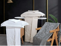 Постельное белье с одеялом 1516-OMP Белый сатин жаккард Евро сп / Asabella