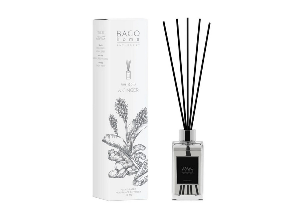 Древисина и имбирь BAN0125, Диффузор с палочками, 110 мл / Bago Home