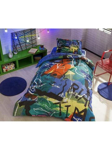 Постельное белье с простыней на резинке Face ранфорс 1,5 сп / Tac