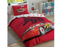 Постельное белье с простыней на резинке Молния Маккуин Cars Speed Frenzy Disney ранфорс 1,5 сп / Tac