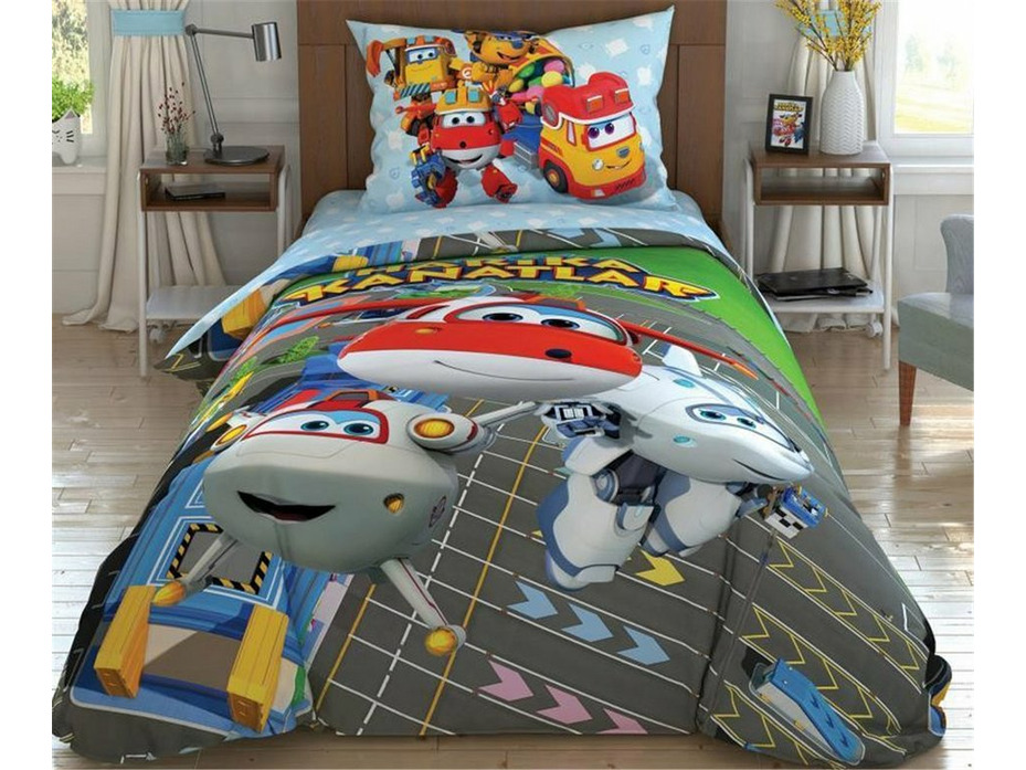 Постельное белье с простыней на резинке Супер крылья Harika Kanatlar Runway Disney ранфорс 1,5 сп Tac