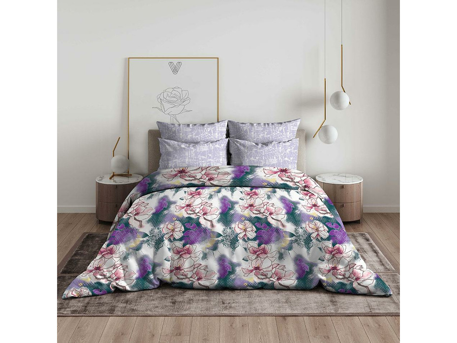 Постельное белье 9563 (20) Океан цветов бязь Евро сп / Василиса