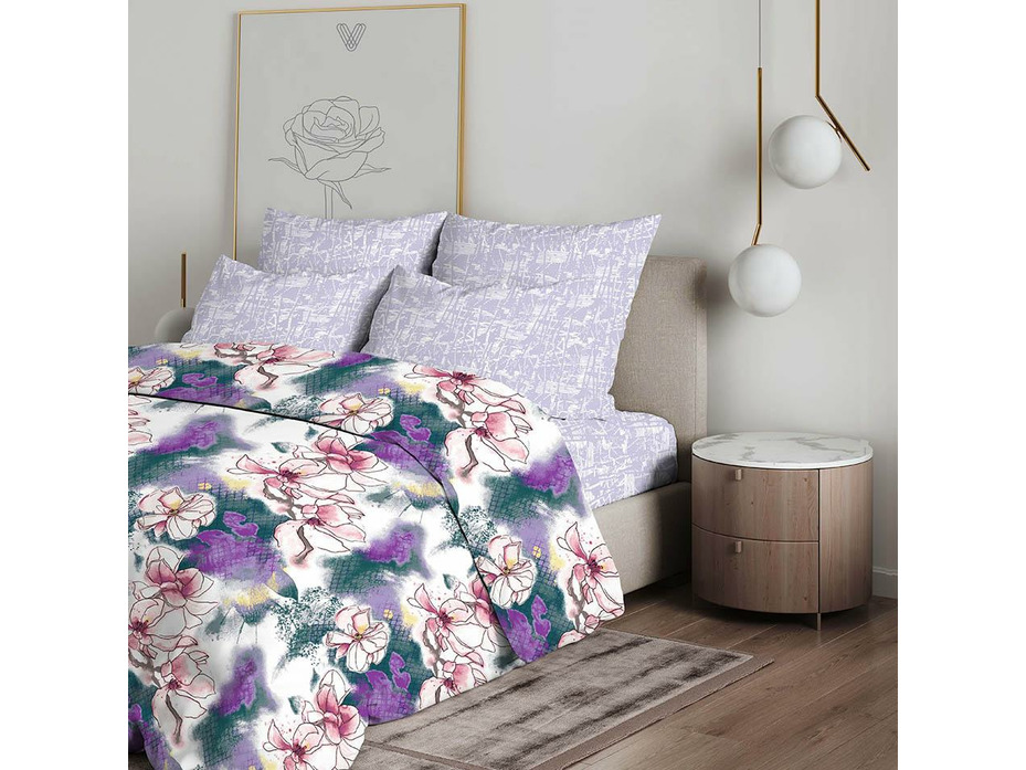 Постельное белье 9563 (20) Океан цветов бязь Евро сп / Василиса