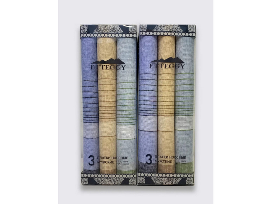 Набор носовых платков в подарочной упаковке хлопковые (38*38, 3 шт) / Etteggy