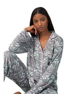 Пижама женская, рубашка и брюки YI90026F Wishlist granted Надписи на сером / DKNY