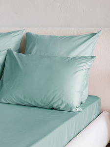 Простыня на резинке 213KL-506 сатин однотонный Мята 160*200 / Tia