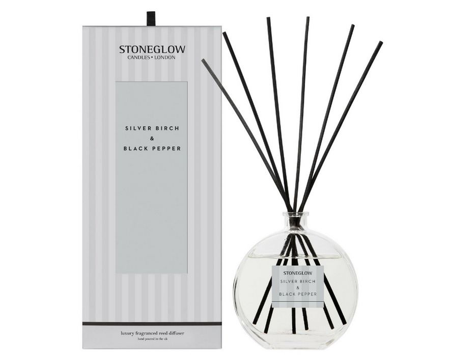 Серебряная береза и Черный перец / Диффузор с палочками 460 мл / StoneGlow