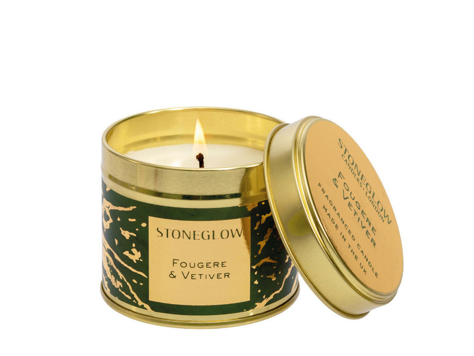 Фужерный папоротник и ветивер / Свеча в жестяной банке 135 гр / StoneGlow