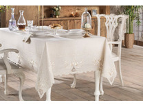 Скатерть Belenda Nakisli Keten с вышивкой 165*245 / Tivolyo Home