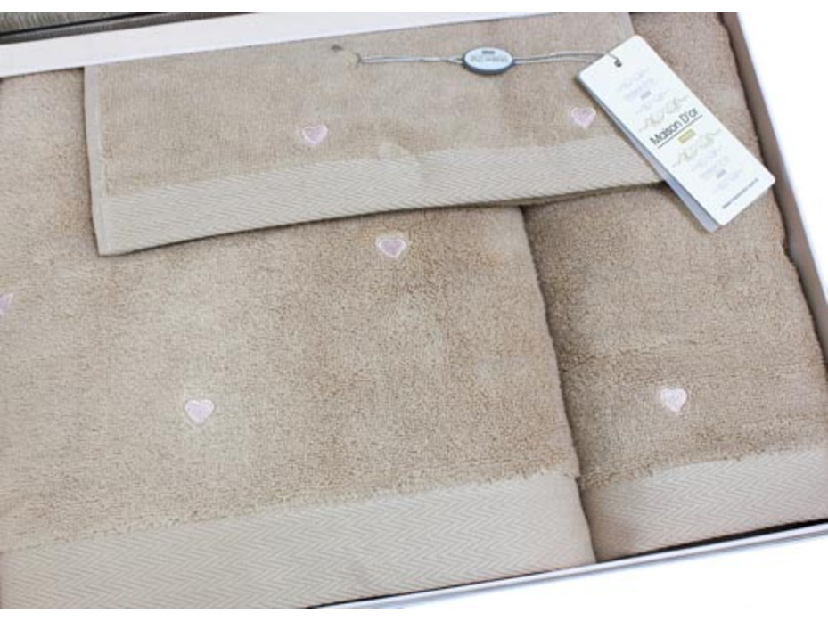 Набор полотенец Soft Hearts махровые в подарочной упаковке (30*50, 50*100, 85*150) / Maison Dor