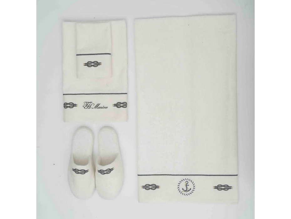 Набор полотенец с тапками Marine махровые (30*50, 50*100, 75*150) / Tivolyo Home