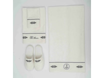 Набор полотенец с тапками Marine махровые (30*50, 50*100, 75*150) / Tivolyo Home