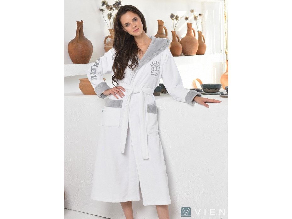 Халат женский Athletic lady бамбуковый с капюшоном / Vien