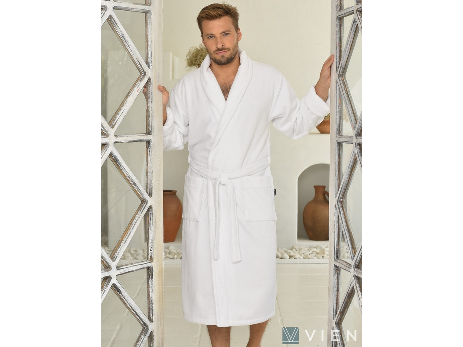 Халат мужской Lord Белый бамбуковый / Vien