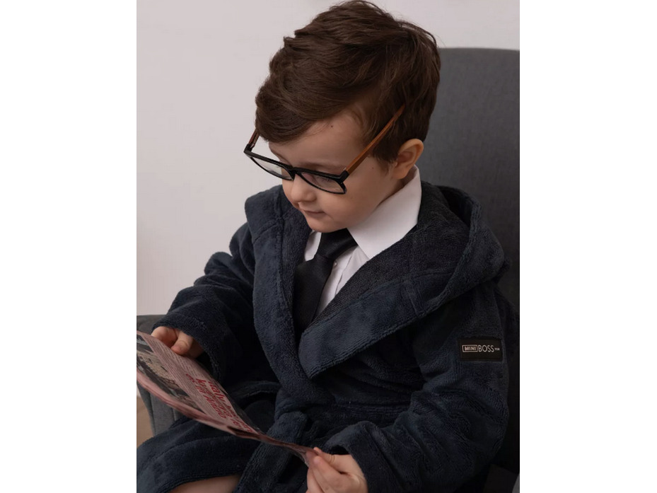 Халат детский Mini boss хлопковый с капюшоном / Vien