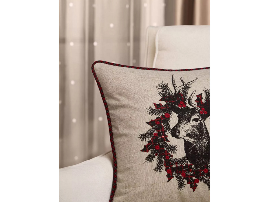 Наволочка декоративная Pine Wreath Олень полиэстер 45*45 / Arya