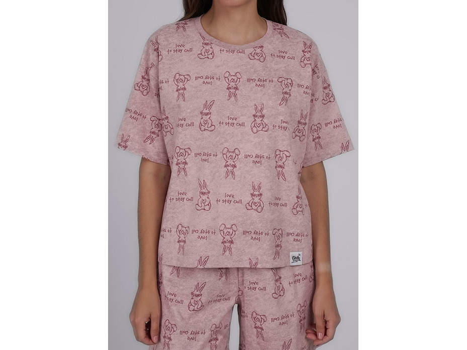 Пижама женская, футболка и шорты LP25-1148/ 1 Сахарная вата / Clever