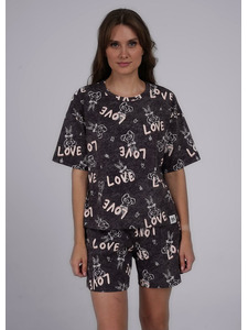 Пижама женская, футболка и шорты LP25-1148/ 4 Сахарная вата / Clever