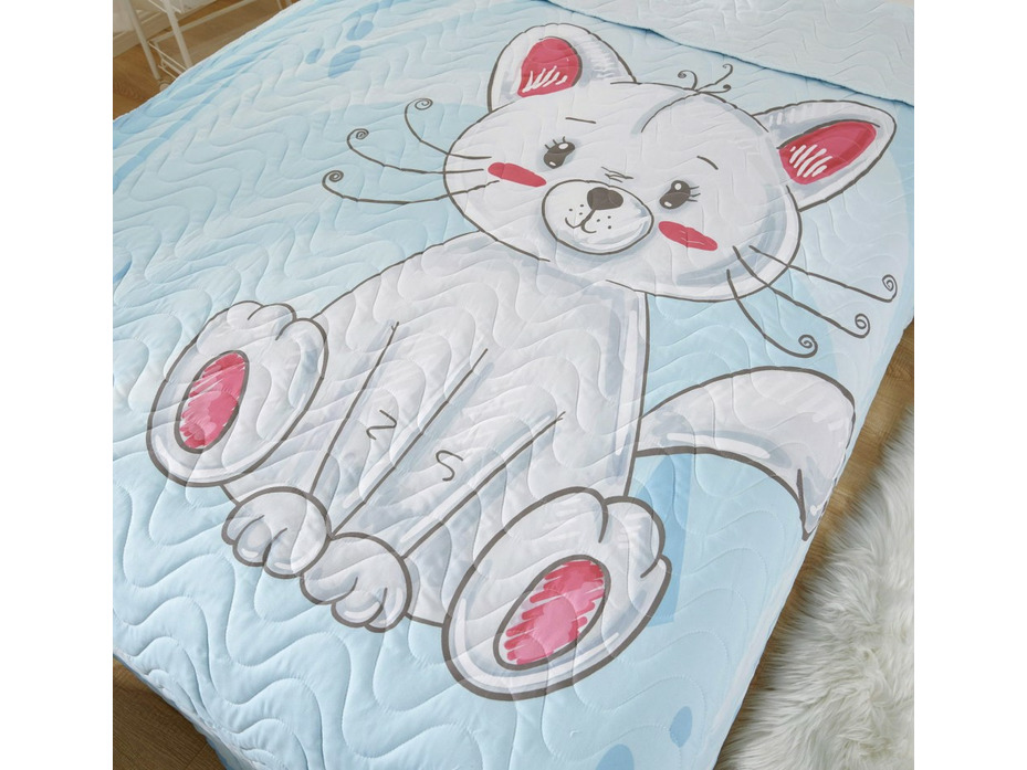 Покрывало с наволочкой детское Sunny day №8 Кошка хлопковое 120*200, 50*70 (1 шт) / Sofi de Marko