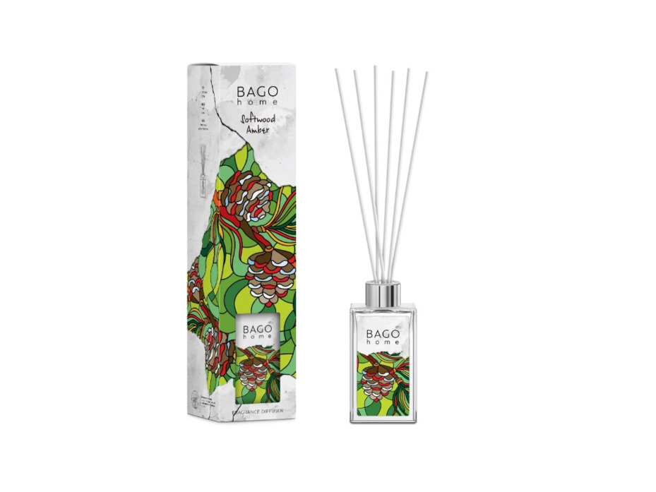 Янтарная ель BGМ0206, Диффузор с палочками, 110 мл / Bago Home