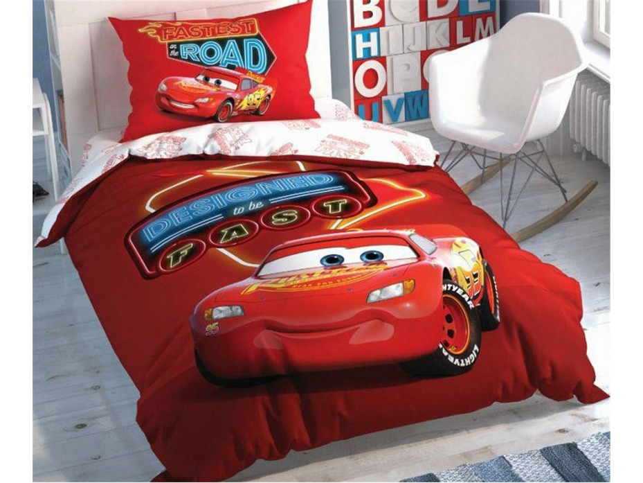 Постельное белье с простыней на резинке Тачки Cars Shiny Road Disney ранфорс 1,5 сп / Tac Постельное белье с простыней на резинке Тачки Cars Shiny Road Disney ранфорс 1,5 сп / Tac