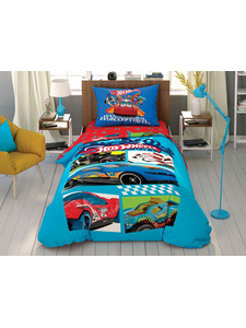 Постельное белье с простыней на резинке Хот вилс Hot Wheels Challenge Accepted Disney ранфорс 1,5 сп / Tac