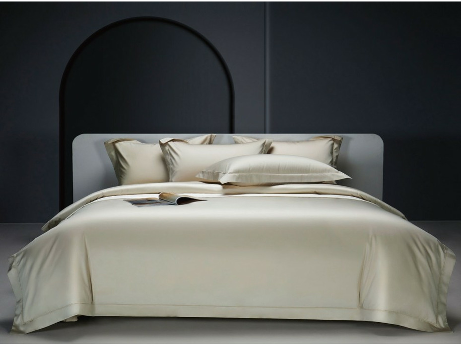 Постельное белье Бежевый бархатный полисатин Семейный сп / Winni