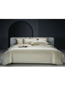 Постельное белье Бежевый бархатный полисатин Семейный сп / Winni