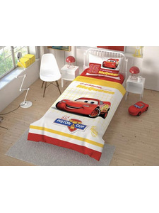 Постельное белье с простыней на резинке Тачки Cars Disney ранфорс 1,5 сп / Tac