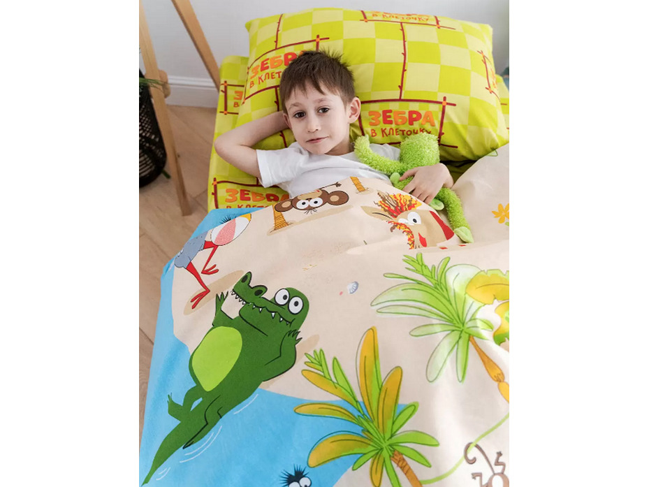 Постельное белье 10160 (17) Зебра в клеточку бязь 1,5 сп / Василиса