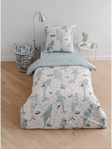 Постельное белье 70624 (17) Морской кит поплин 1,5 сп / Василиса