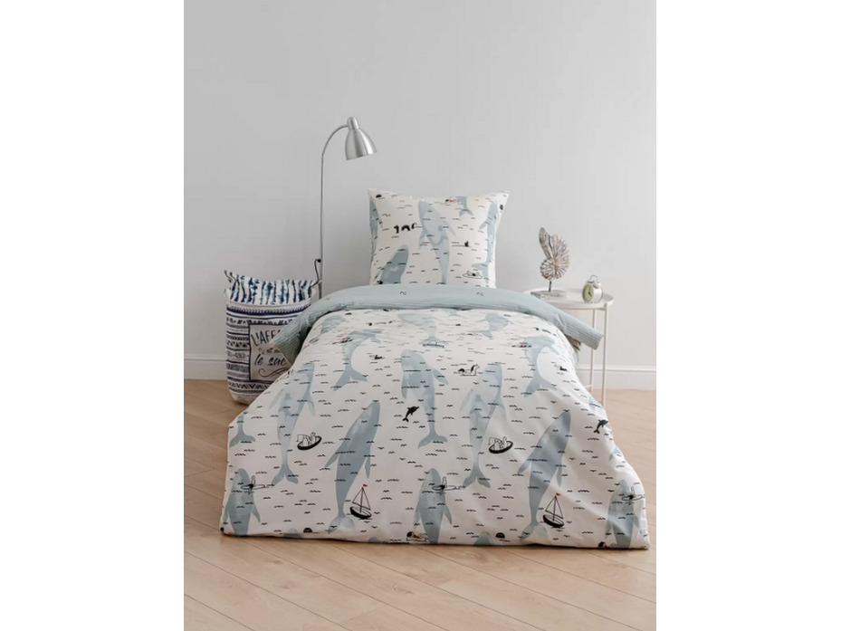 Постельное белье 70624 (17) Морской кит поплин 1,5 сп / Василиса