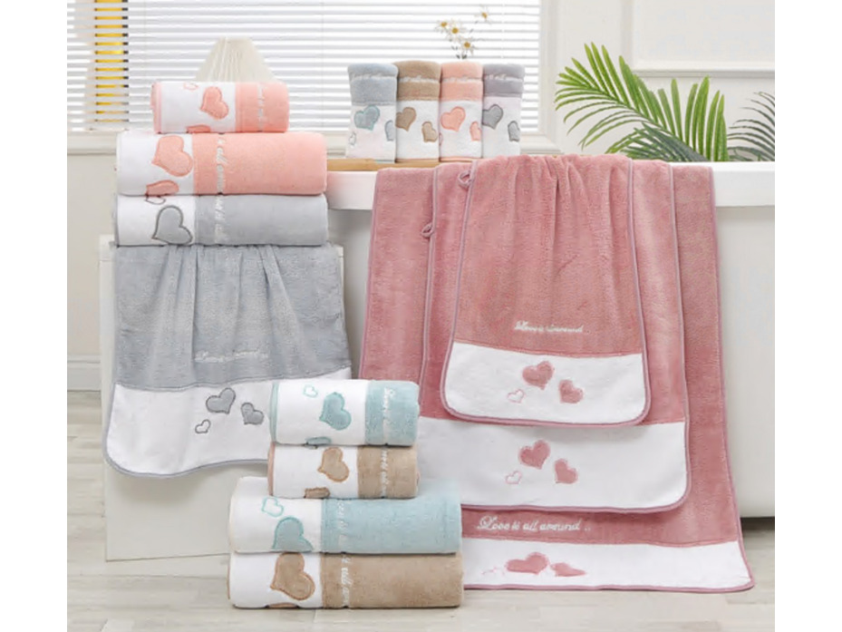 Полотенце 7506152 Большие сердечки микрофибра 70*140 / 7-я