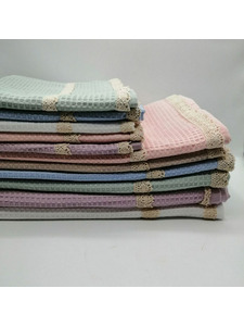 Полотенце 8506398 Вафельное с кружевом 70*140 / 7-я