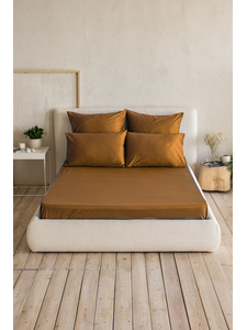 Простыня 213KL-949 горчица сатин однотонный 180*260 / Tia