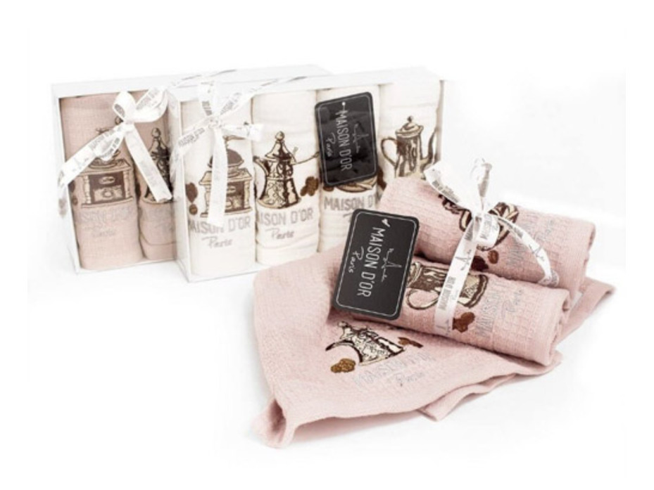 Набор полотенец Coffee Dor вафельно-махровые в подарочной упаковке (30*50, 4 пр) / Maison Dor Набор полотенец Coffee Dor вафельно-махровые в подарочной упаковке (30*50, 4 пр) / Maison Dor