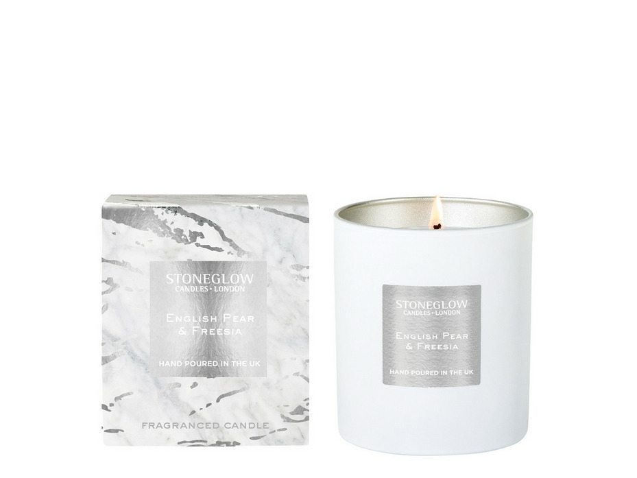 Английская груша и фрезия, Свеча в стеклянном стакане / Stoneglow