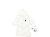 Халат детский с тапочками Luna велюровый с капюшоном / Maison Dor