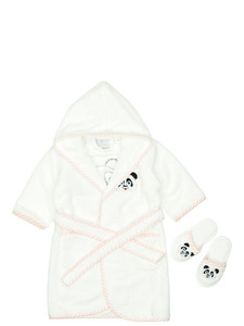Халат детский с тапочками Luna велюровый с капюшоном / Maison Dor