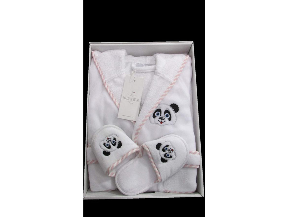 Халат детский с тапочками Luna велюровый с капюшоном / Maison Dor