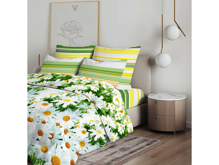 Постельное белье 4323 (22) Ромашковый вальс бязь 2 сп / Василиса