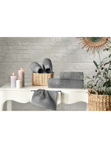 Полотенце с тапочками Navy махровые (28*50, 50*100, 75*150) / Tivolyo Home