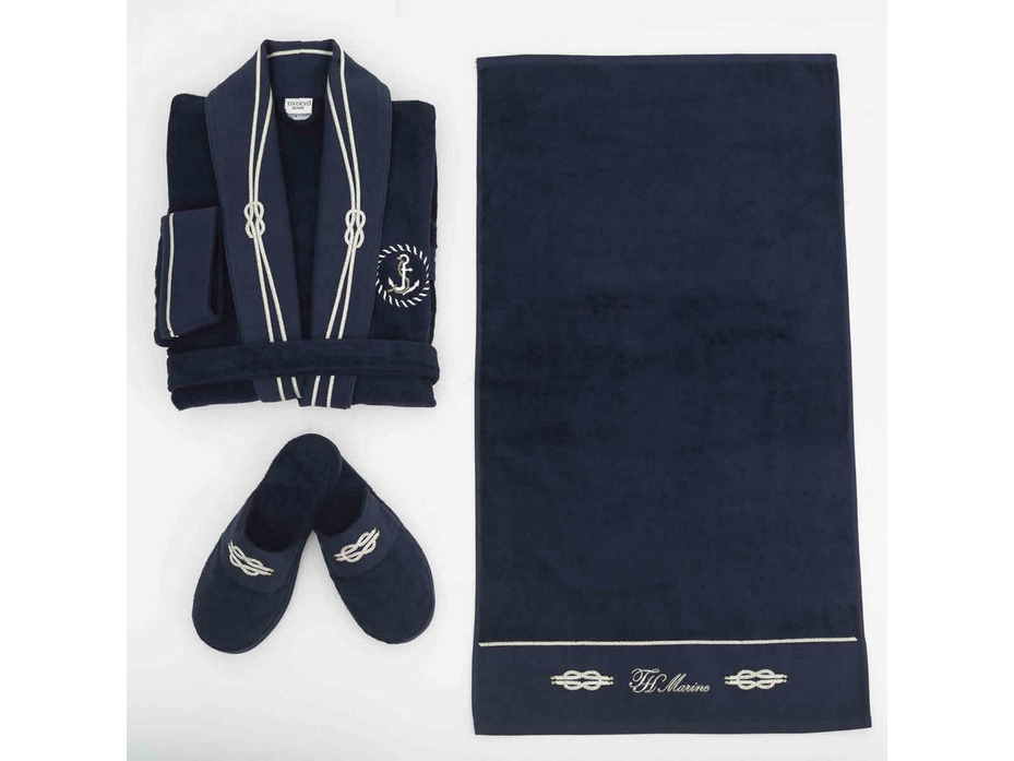 Набор мужской, халат, полотенце и тапочки Marine махровый / Tivolyo Home