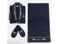 Набор мужской, халат, полотенце и тапочки Marine махровый / Tivolyo Home
