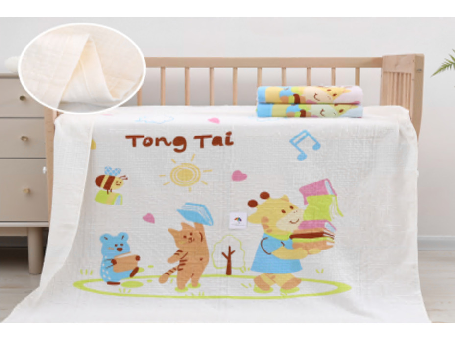 Покрывало 8512588 Жираф и коты муслиновое 110*110 / 7-я