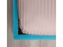 Простыня на резинке KL-7(1506) Темно-бежевый сатин страйп 160*200 / Tia