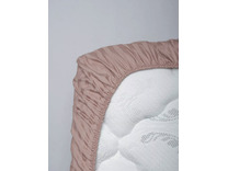 Простыня на резинке KL-7(1506) Темно-бежевый сатин страйп 160*200 / Tia