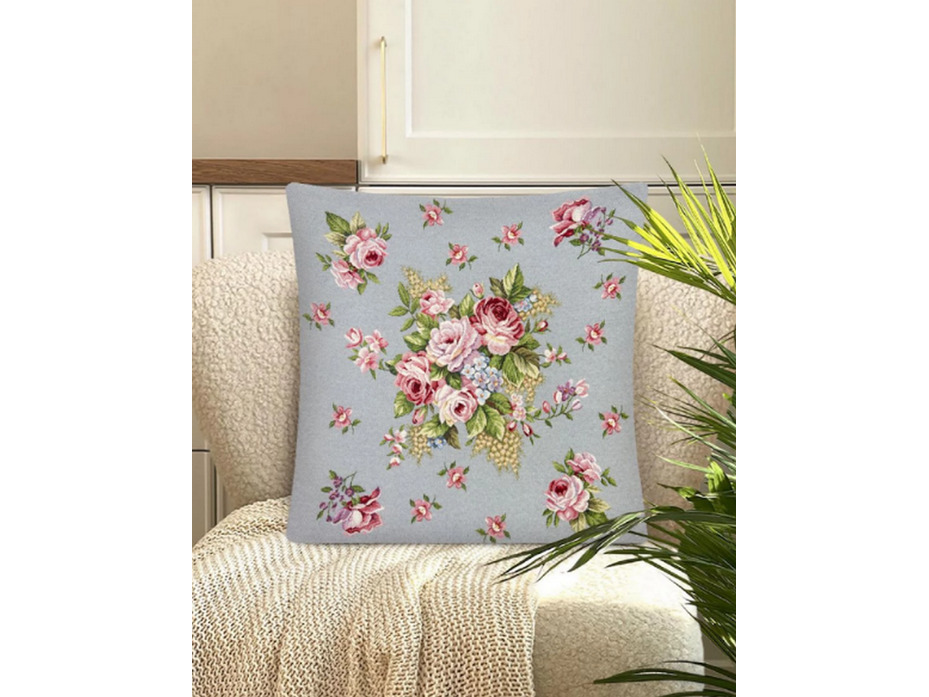 Наволочка декоративная 02955 Розы дамаск гобелен 45*45 / Le Gobelin