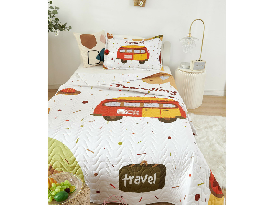 Покрывало с наволочкой детское Sunny day №6 Автобус хлопковое 160*220, 50*70 (1 шт) / Sofi de Marko Покрывало с наволочкой детское Sunny day №6 Автобус хлопковое 160*220, 50*70 (1 шт) / Sofi de Marko